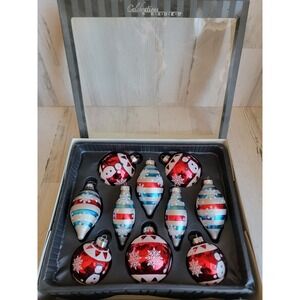 Radko snowman celebration collection ornament Xmas set glitter glass snowflake